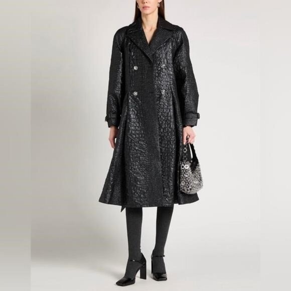 New Authentic Versace Croc-Textured Lacquered A-Line Trench 🧥 Coats - Picture 12 of 16